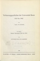 Titelseite: Verfassungsgeschichte der Universität Bonn 1818 bis 1960