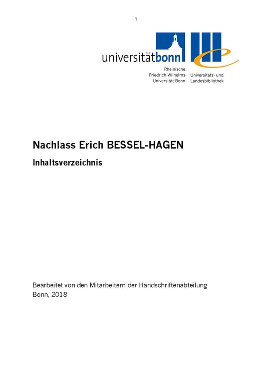 Nachlass Bessel-Hagen