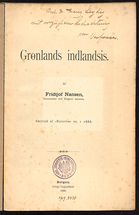 Widmungsexemplar an Franz von Leydig