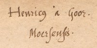 Handschriftlicher Besitzvermerk Heinrich von Goors